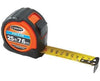 25 Feet Wide Blade Short Measuring Tape; Feet, Inches, 1/8, 1/16 & cm, mm w/ Orange Case