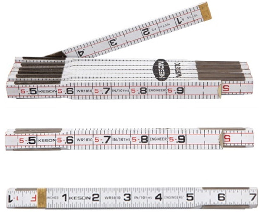 White Wood Folding Ruler w/ Brick Mason's Scale (10-Pack)