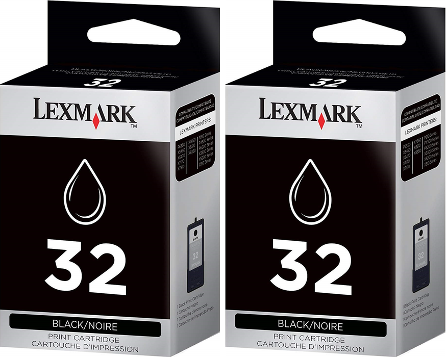 New, Pre-Owned - Lexmark (18C0533) NO.32  Ink Cartridges (Black, 2-Pack)