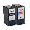 U.S. Remanufactured Ink Cartridges for Lexmark #14A Black / #15A Color Combo Pack