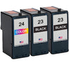 U.S. Remanufactured for Lexmark #23 2 Black / #24 1 Color Ink Cartridges 3-Pack