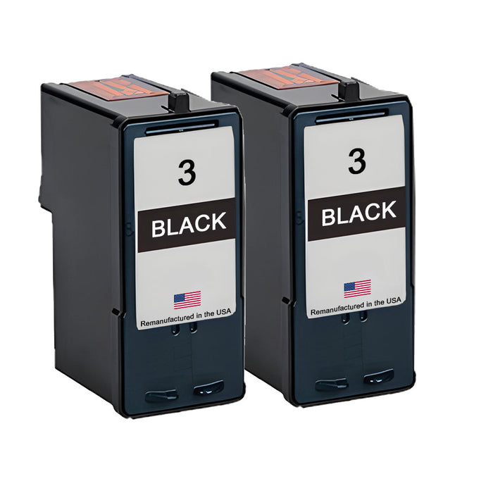 U.S. Remanufactured for Lexmark #3 Black Ink Cartridges Twin Pack