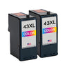 U.S. Remanufactured for Lexmark #43XL 18Y0143 Color Ink Cartridge High Yield Twin Pack