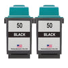U.S. Remanufactured for Lexmark #50 17G0050 Black Ink Cartridge Twin Pack