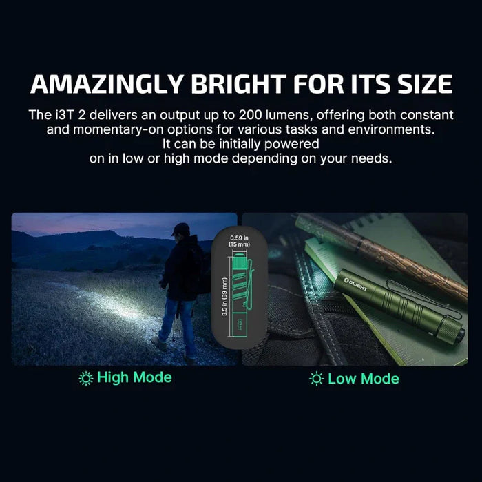 OLIGHT I3T2ODG i3T 2 EOS Small EDC Flashlight - OD Green