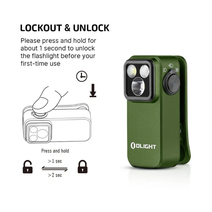 OLIGHT OCLIPPROODGC2M Oclip Pro Clip on Flashlight with Floodlight Spotlight and Red Light - OD Green