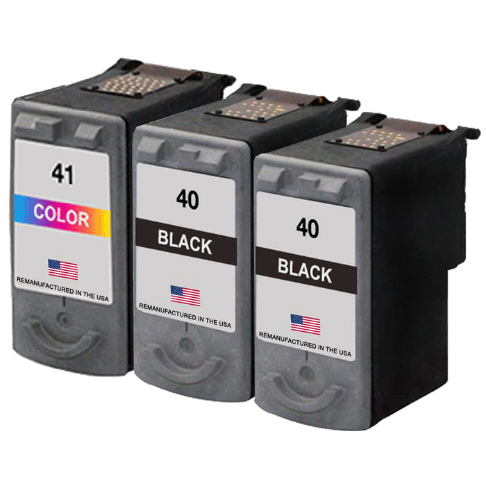 U.S. Remanufactured for Canon PG-40 2 Black / CL-41 1 Color Ink Cartridge  3-Pack