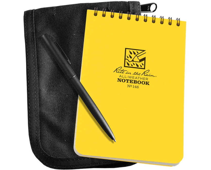 Top-Spiral Universal Pocket Notebook Kit 4" x 6" - Yellow w/ Black Cover