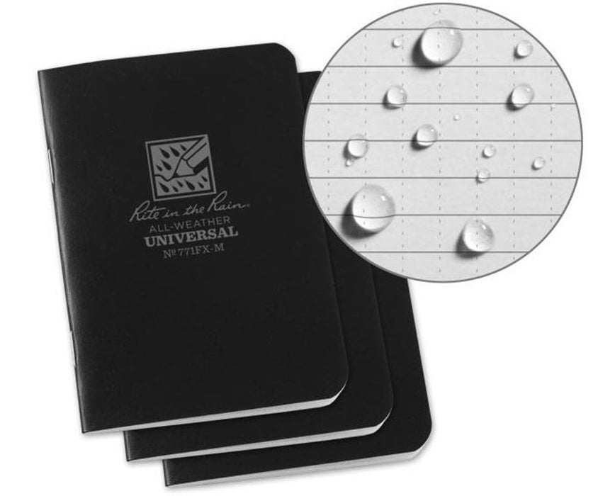All-Weather Stapled Mini-Notebook (3-Pack) Black