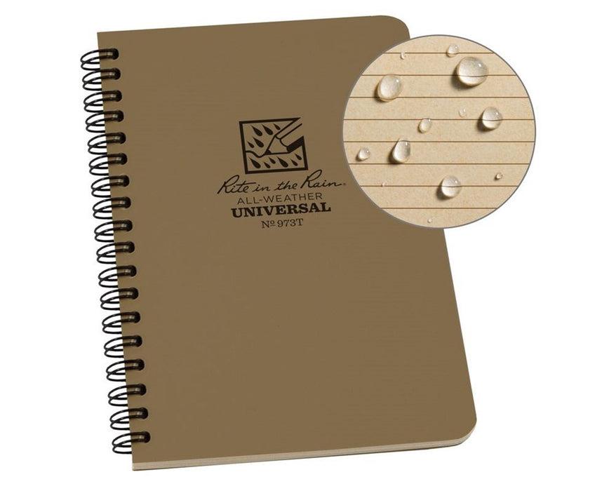 Side Spiral Universal Notebook Tan