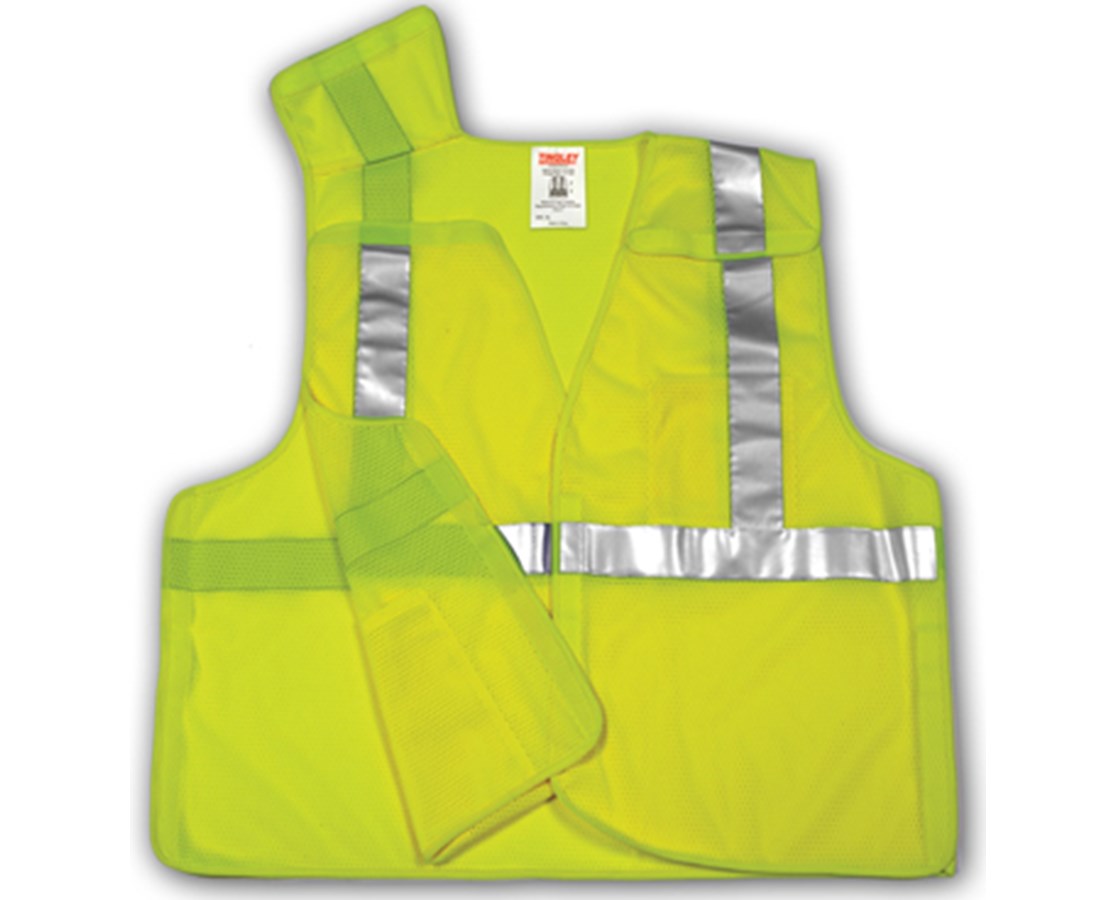 ANSI 107 CLASS SAFETY VESTS Fluorescent Yellow-Green Mesh 2
