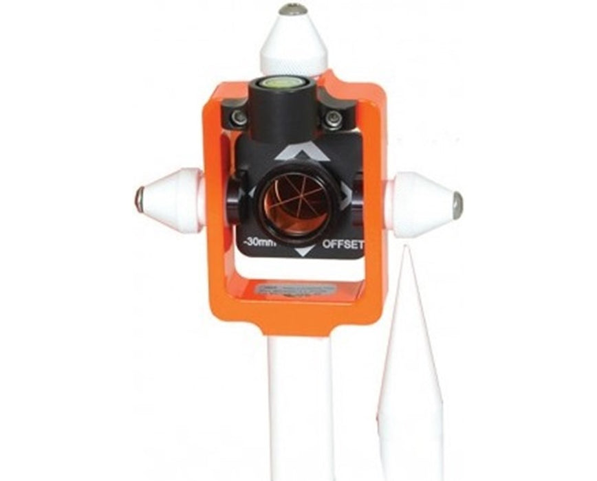 Mini Prism Stakeout Kit - 0 / -30 mm offset - Fluorescent Orange