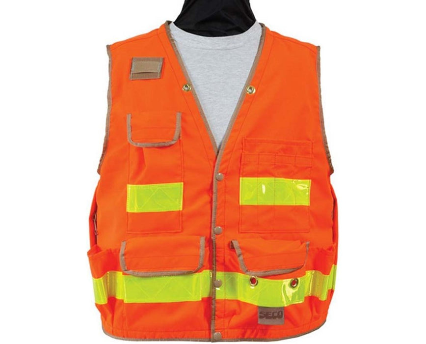 8068-Series Class 2 Lightweight Safety Utility Vest - Large; Fluorescent Orange