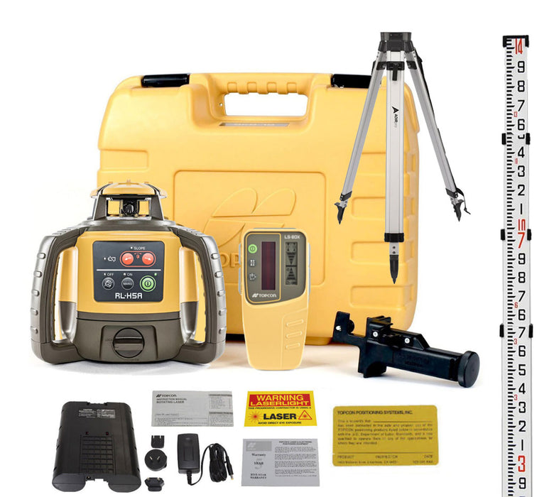 Topcon RL-H5A Rechargeable w/ LS-80X Receiver, Tripod & 9' Grade Rod Inches 1021200-49