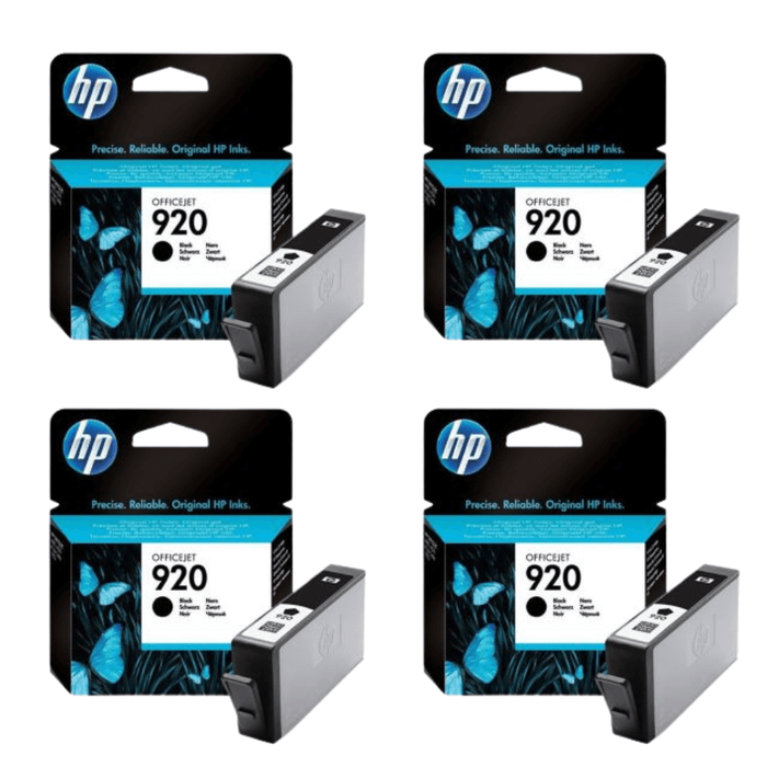 New, Pre-Owned - HP 920 (CD971AN) Black Ink Cartridges 4 Pack