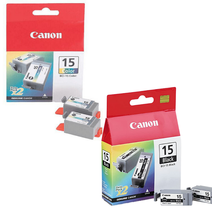 New, Pre-Owned - Canon BCI-15 Black and Color Ink Cartridge-4 Pack