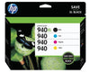 New, Pre-Owned - HP 940XL Black and 940 Color Combo 4.PK Inkjet Cartridge, CZ143FN