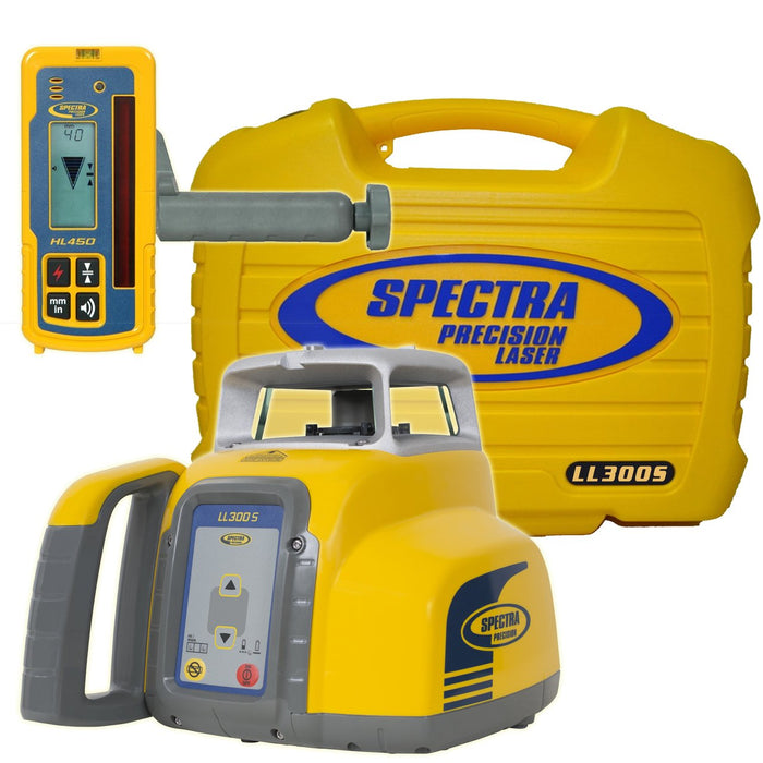 Bulldozer Machine Control Package - Spectra LL300S Rotary Laser, LR30 Machine Control Receiver, L-Pole, L-Bracket, and Tripod