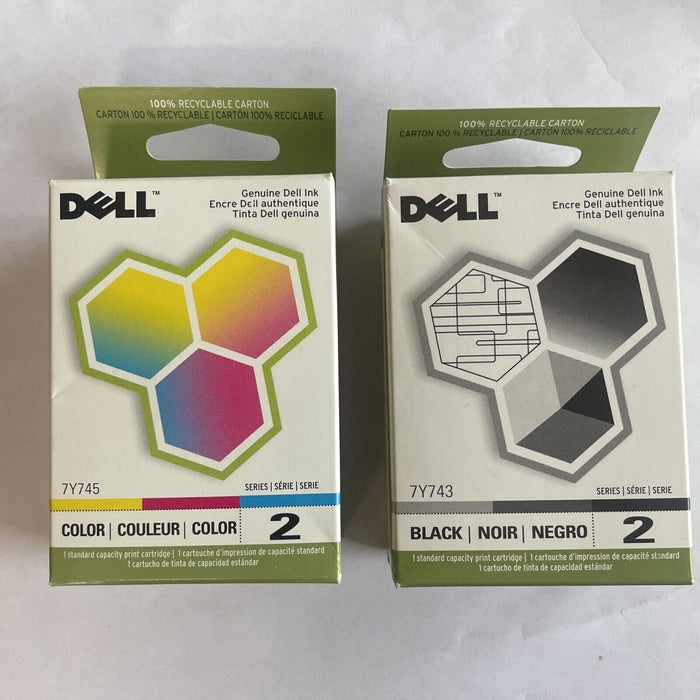 New, Pre-Owned - Dell Series 2 7Y743 Black and Color Ink Cartridges