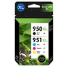 New, Pre-Owned - HP 950XL Black & 951XL Cyan, Magenta & Yellow Ink Cartridges