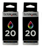 New, Pre-Owned - Lexmark 20 (15M0120) Color 2 Pack Ink Cartridges