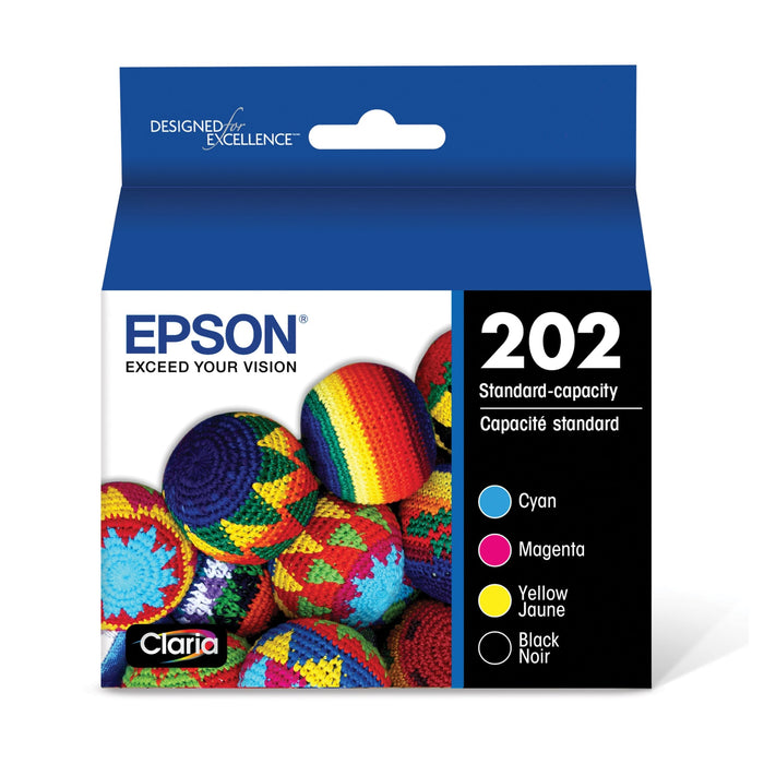 New, Pre-Owned - Epson 202 Standard Capacity Black, Cyan, Magenta & Yellow Ink Cartridges
