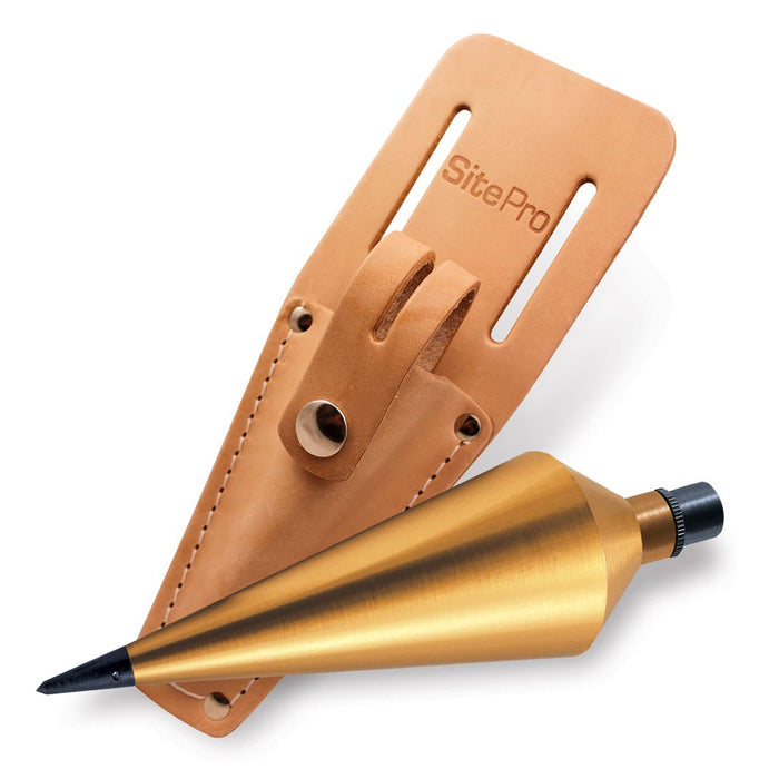 15-016S 16oz Brass Plumb Bob with Leather Sheath